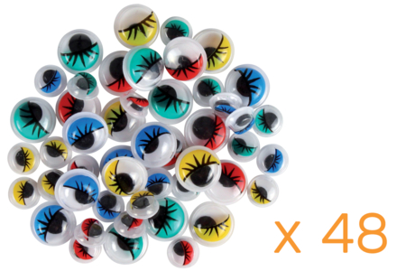 Yeux mobiles colorés Ø 5 mm et 10 mm - 48 yeux - Yeux mobiles – 10doigts.fr