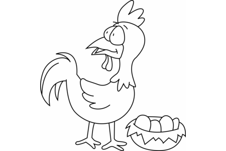 Coloriage Poule 04 – 10doigts.fr