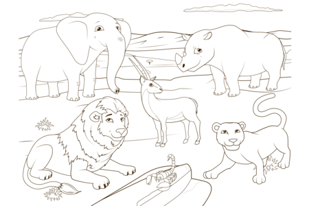 Coloriage Animaux-savane3 – 10doigts.fr