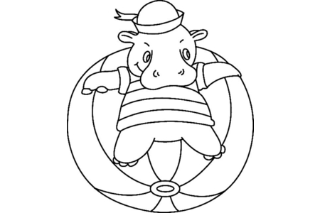 Coloriage Hippopotame04 – 10doigts.fr