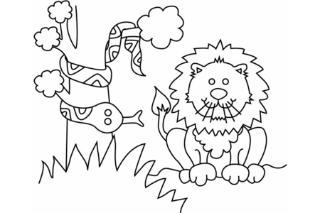 Coloriage Lion et serpent01 – 10doigts.fr