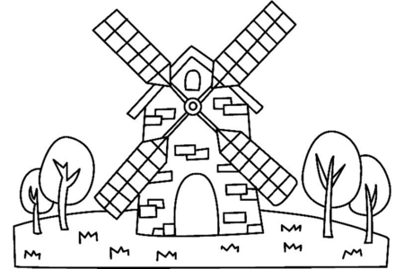 Coloriage Moulin 03 – 10doigts.fr