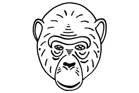 Coloriage Masque chimpanzé – 10doigts.fr