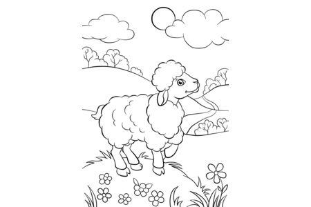 Coloriage Agneau 01 – 10doigts.fr
