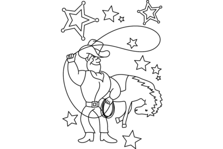 Coloriage Cowboy 12 – 10doigts.fr