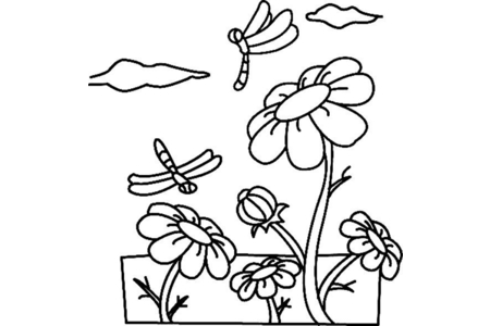 Coloriage Fleurs et libellules 01 – 10doigts.fr