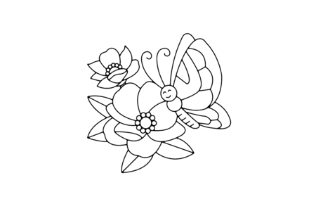 Coloriage Fleurs et papillons 02 – 10doigts.fr