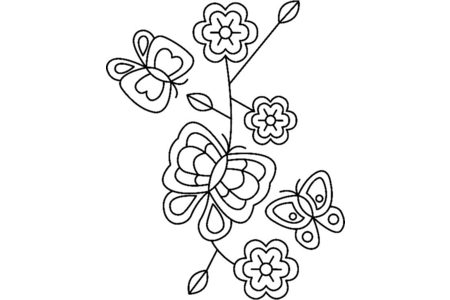 Coloriage Fleurs et papillons 04 – 10doigts.fr