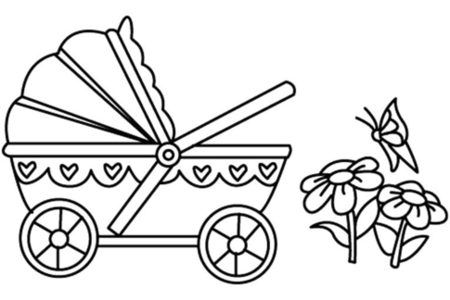 Coloriage Poussette 01 – 10doigts.fr