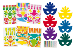 Masques Carnaval + gommettes + strass - Masques de Carnaval - 10doigts.fr