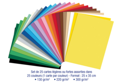 Cartes légères ou fortes - 25 couleurs assorties