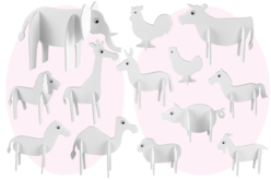Animaux en carton mousse, à décorer et à assembler - Maquettes en papier - 10doigts.fr