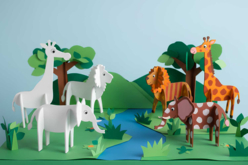 animaux savane carton plume - Maquettes en papier - 10doigts.fr - 2