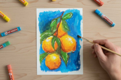 aquarelle avec pastel à l'huile - Pastels et Fusains - 10doigts.fr