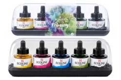 Aquarelle liquide Ecoline - 5 couleurs primaire - Encres beaux-arts : encre de Chine et encres acryliques - 10doigts.fr
