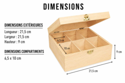 boite à thé dimensions - Boîtes en bois à décorer - 10doigts.fr - 2