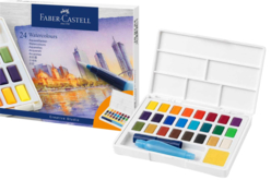 Boîte aquarelle Faber-Castell 24 godets - Couleurs aquarelle - 10doigts.fr - 2