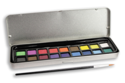 Boite aquarelle + pinceau - Peinture aquarelle – 10doigts.fr