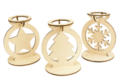 bougeoir bois noel - Photophores Noël - 10doigts.fr - 2