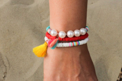 bracelet en perles rondelle heishi - Perles Heishi et coquillages - 10doigts.fr - 2