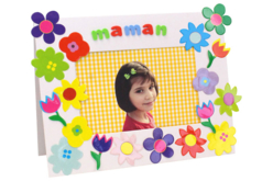 Cadre en carton blanc décoré avec des fleurs en carte forte - Cadres en carton - 10doigts.fr