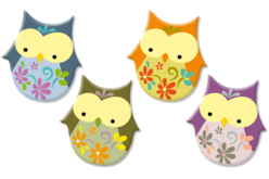 Chouettes en bois décoré  - Déco en bois peints - 10doigts.fr