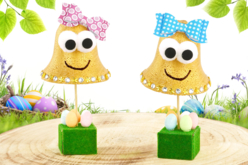 Cloches de Pâques rigolotes en polystyrène - Strass autocollants - 10doigts.fr - 2