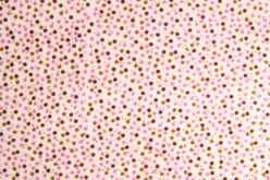 Coupon de tissu en coton imprimé (43 x 53 cm) - Pois rose et marron - Coupons de tissus - 10doigts.fr