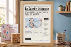 Gazette Papa + son cadre en bois - Kits créatifs Fête des Pères : des coffrets tout-en-un pour papa - 10doigts.fr