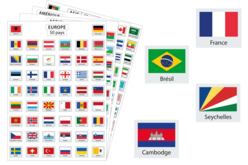 Gommettes "J'apprends les drapeaux" - 4 planches - Gommettes Pédagogiques - 10doigts.fr