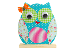 Hibou décoré avec du tissu - Tissus adhésifs - 10doigts.fr