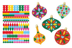 Kit boules de noël à décorer + gommettes  - Kits créatifs de Noël pour les enfants - 10doigts.fr