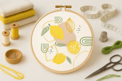 Kit broderie couture partielle - Citrons - Kits Mercerie - 10doigts.fr - 2