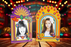 Kit cadres Fiesta + accessoires - 4 cadres assortis - Kits créatifs gommettes - 10doigts.fr