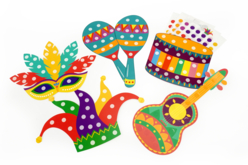 kit Formes Carnaval + gommettes - Kits créatifs Carnaval - Activités manuelles et de bricolage pour Carnaval - 10doigts.fr