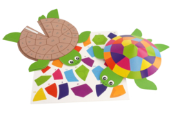 Kit Gommettes au numéro : 4 tortues 3D éducatives - Kits créatifs gommettes - 10doigts.fr