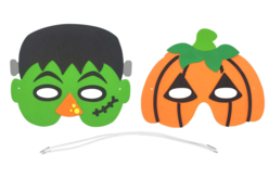 Kit masques Halloween : Citrouille et monstre - Kits créatifs Halloween - 10doigts.fr
