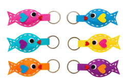 kit porte clés en feutrine, forme poisson - Kits en feutrine - 10doigts.fr