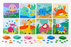 Lot de 2 kits tableaux gommettes - 8 tableaux (animaux marins + jungle) - Les nouveautés 2026 - 10doigts.fr