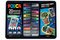 Mallette POSCA Pop colours- 20 marqueurs - Marqueurs POSCA - 10doigts.fr