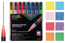 Marqueurs POSCA pointes fines - couleurs pailletées assorties - Marqueurs POSCA - 10doigts.fr