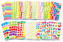 Maxi lot gommettes formes et couleurs - 2600 gommettes - Gommettes formes assorties - 10doigts.fr