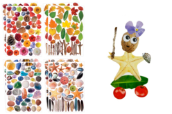Maxi set de 386 gommettes Nature - Gommettes Fleurs, Fruits et Légumes - 10doigts.fr