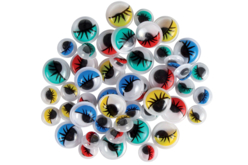 Yeux mobiles colorés avec cils - Yeux mobiles – 10doigts.fr
