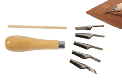 Outil Linogravure 5 gouges + manche - Linogravure - 10doigts.fr