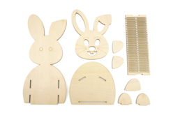 Panier Lapin Bois Assembler - Supports de Pâques à décorer - 10doigts.fr