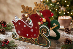 panier renne en bois - Décorations de Noël en bois à décorer - 10doigts.fr - 2