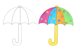 PARAPLUIE Géant - Formes et dessins à colorier - 10doigts.fr