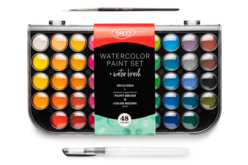 Palette aquarelle + pinceaux - 48 couleurs - Peinture aquarelle – 10doigts.fr - 2