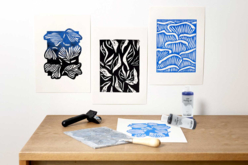 Peintures Linogravure, bleu - Linogravure - 10doigts.fr